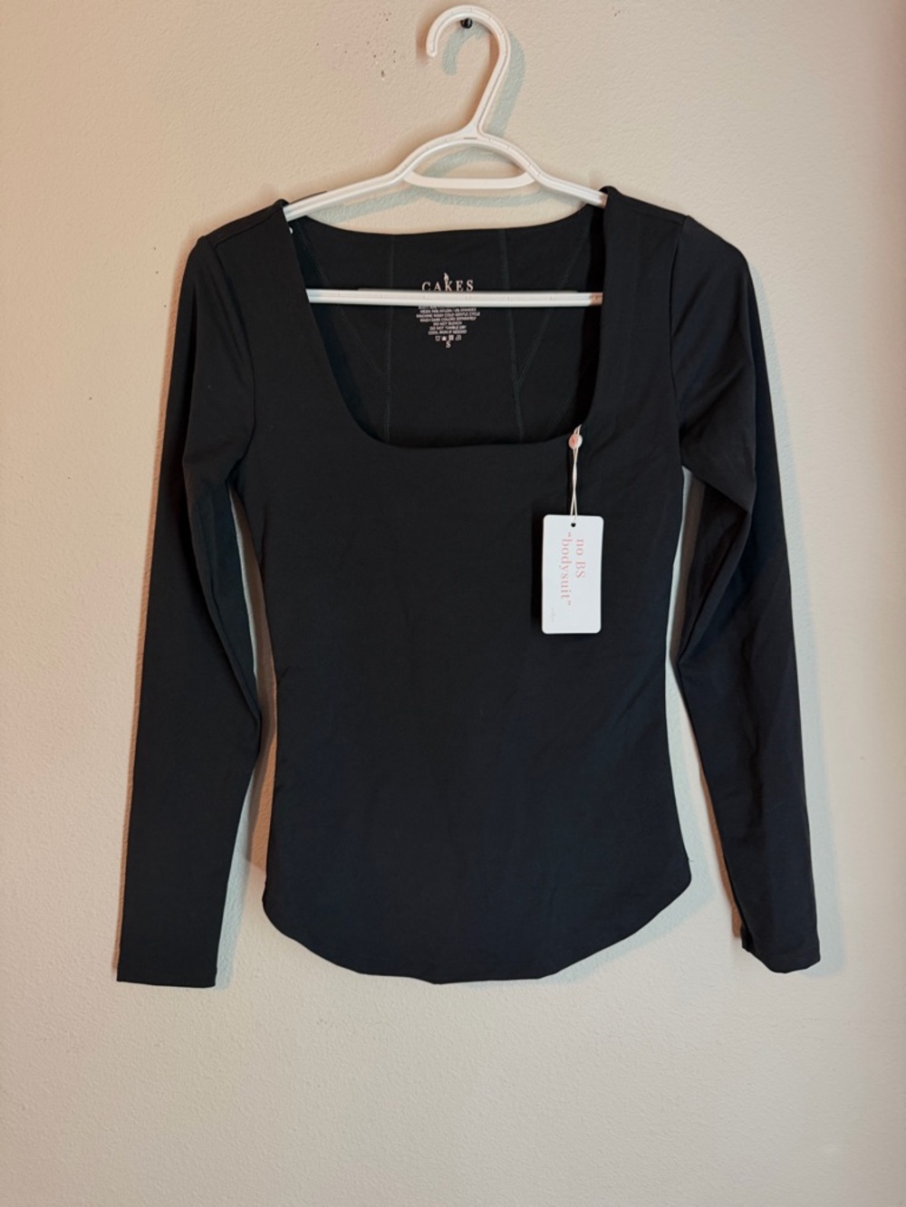 Women’s Cakes Body Top No BS Bodysuit Square Neck long Sleeve Shirt Small